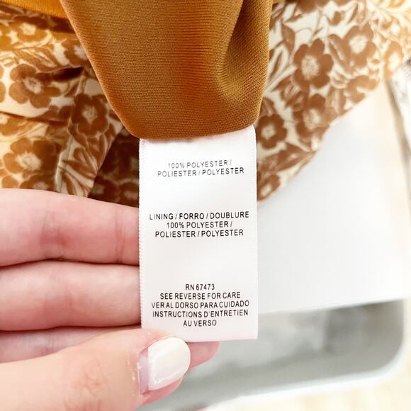 Taylor Smocked Tiered Printed Mini Dress Brown XL - Picture 8 of 8